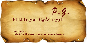 Pittinger Györgyi névjegykártya